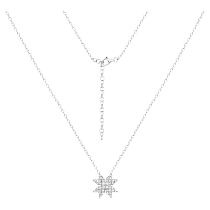  Chic  Diamant-Halskette mit Anhänger aus Weiß 14k Gold mit Diamanten für sie