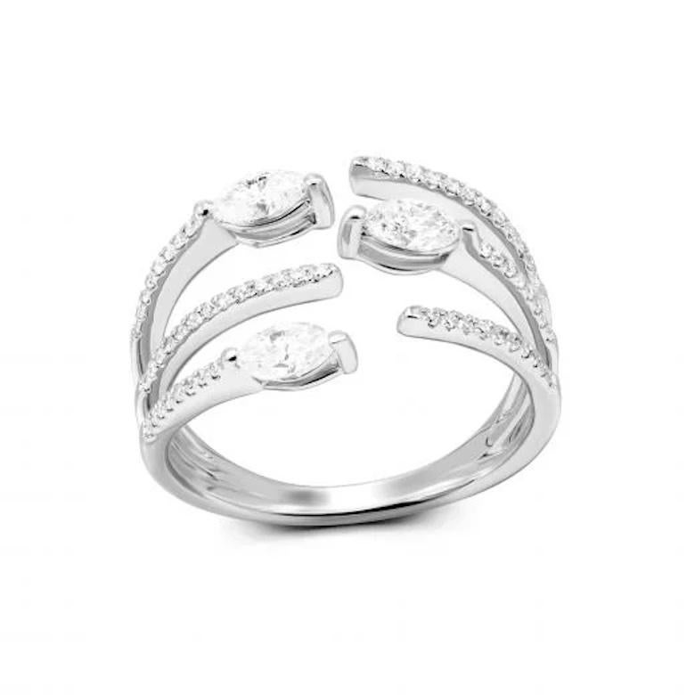 Schicker Diamant Weißgold 18K Exklusiver Ring für Sie (Antiker Kissenschliff) im Angebot