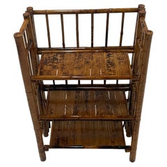 Chic Diminutive Bamboo Bookshelf with a Faux Tortoise Finish