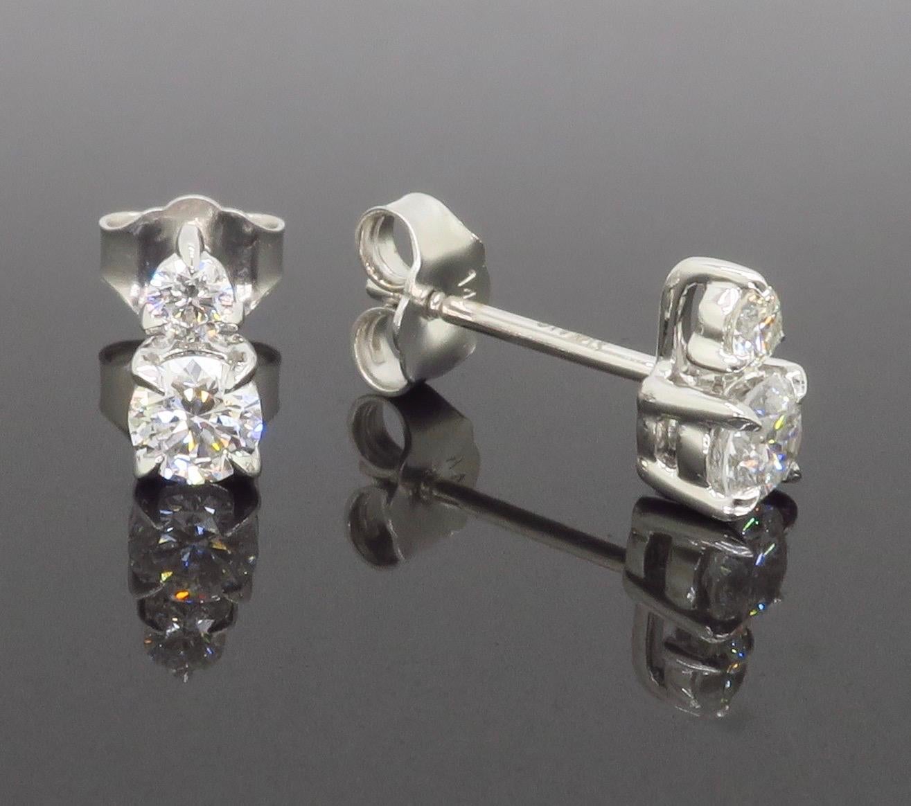 Women's or Men's Chic Double Diamond Stud Earrings