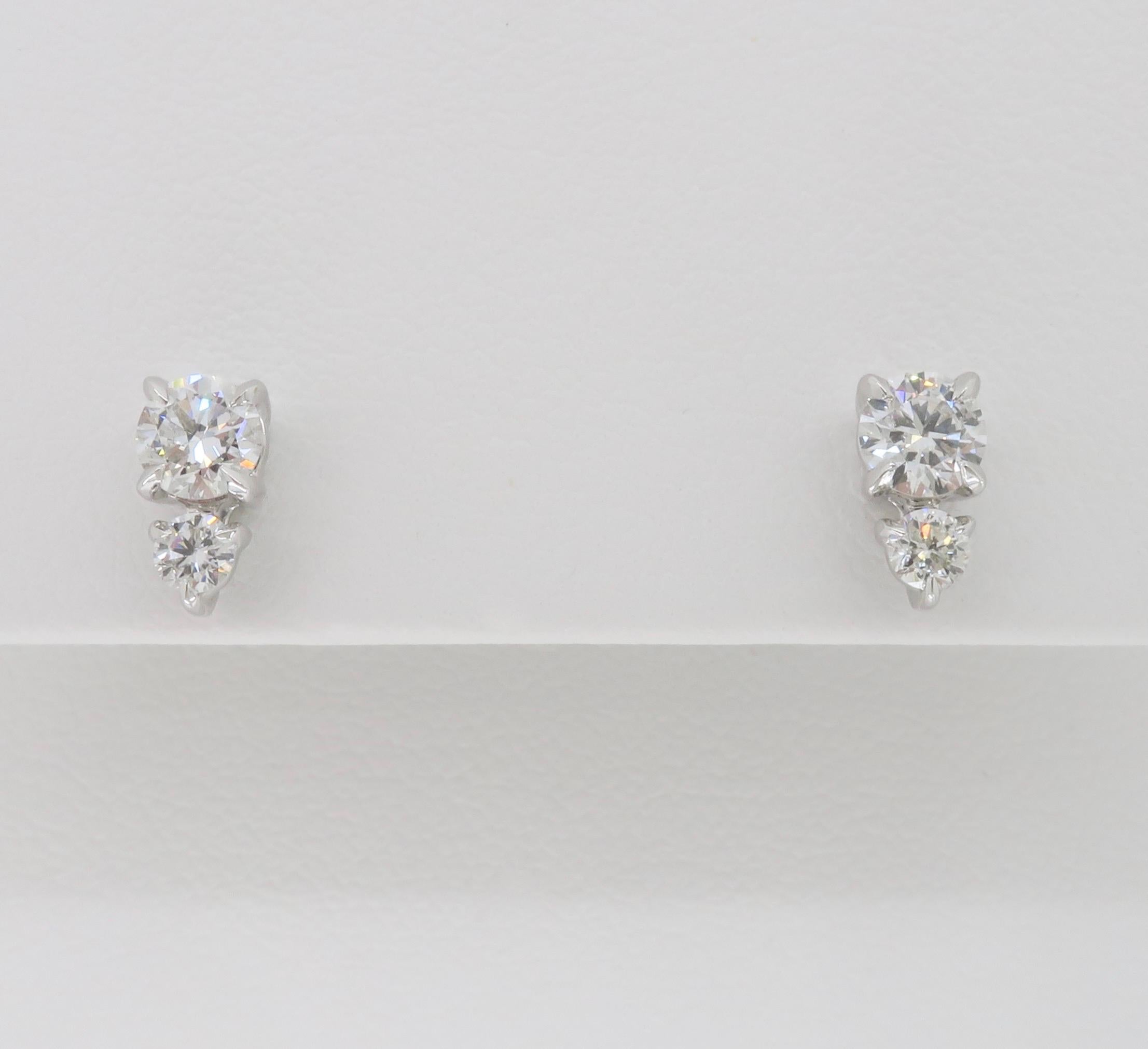 Chic Double Diamond Stud Earrings 1