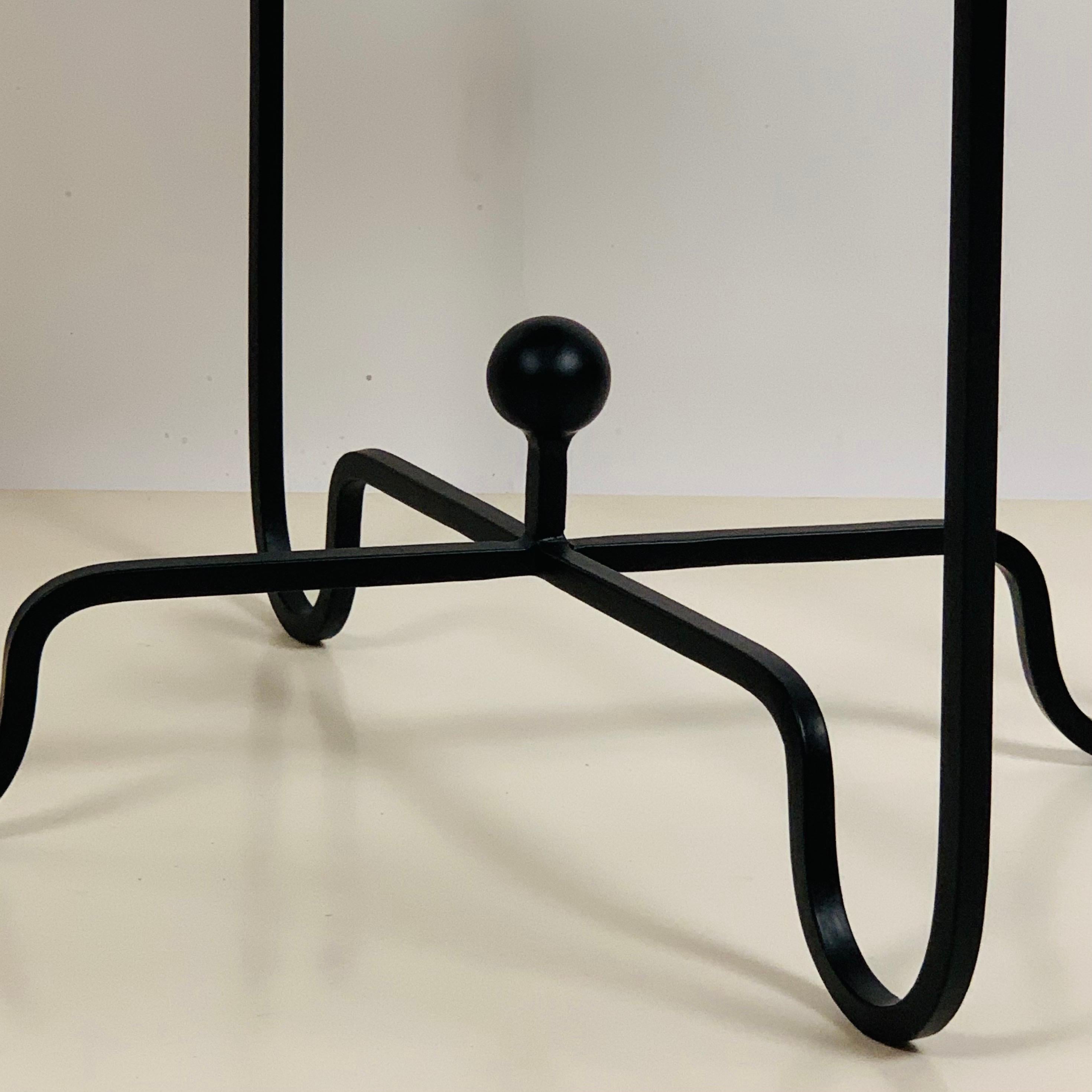 Powder-Coated Chic 'Entretoise' Black Limestone Side Table by Design Frères For Sale