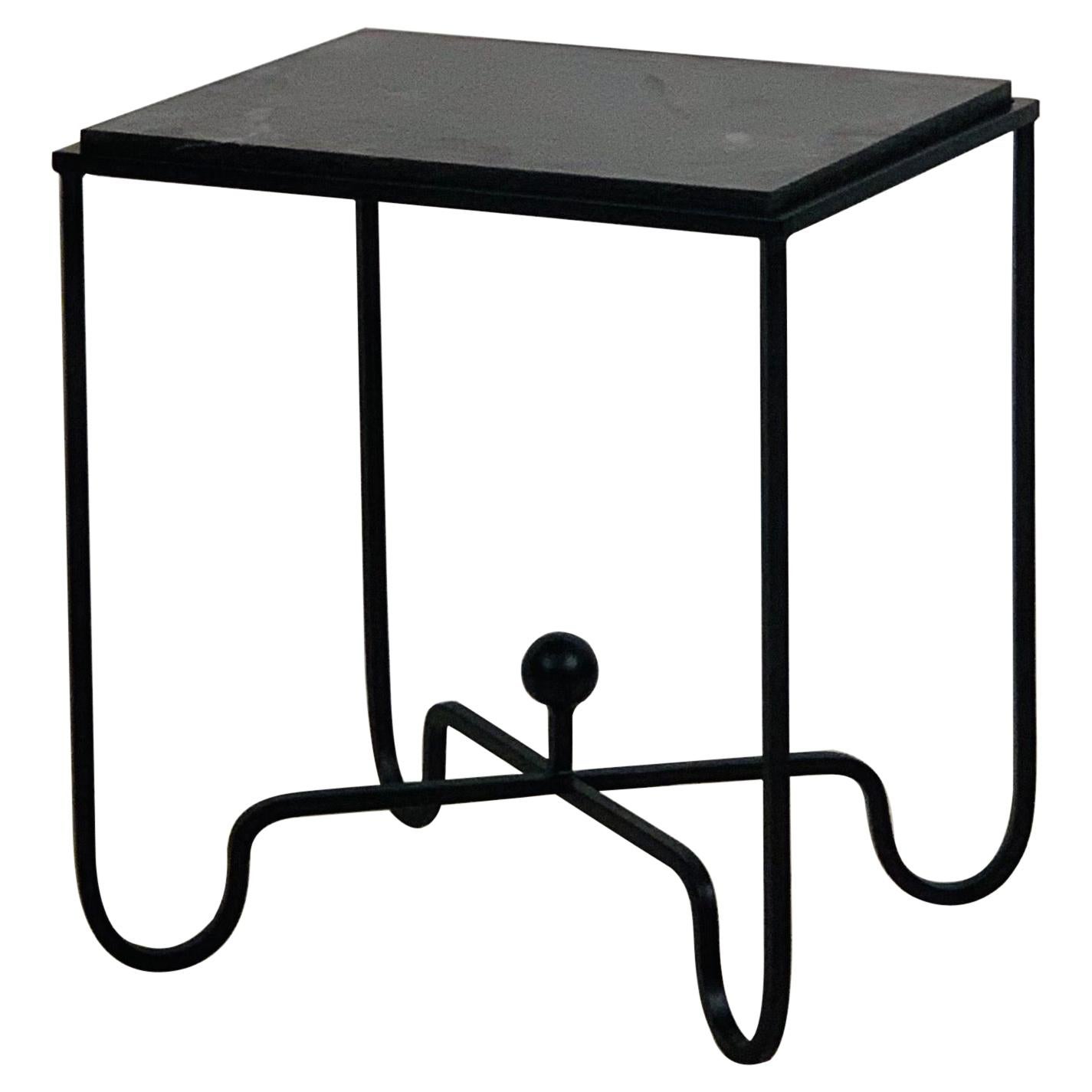 Chic 'Entretoise' Black Limestone Side Table by Design Frères For Sale