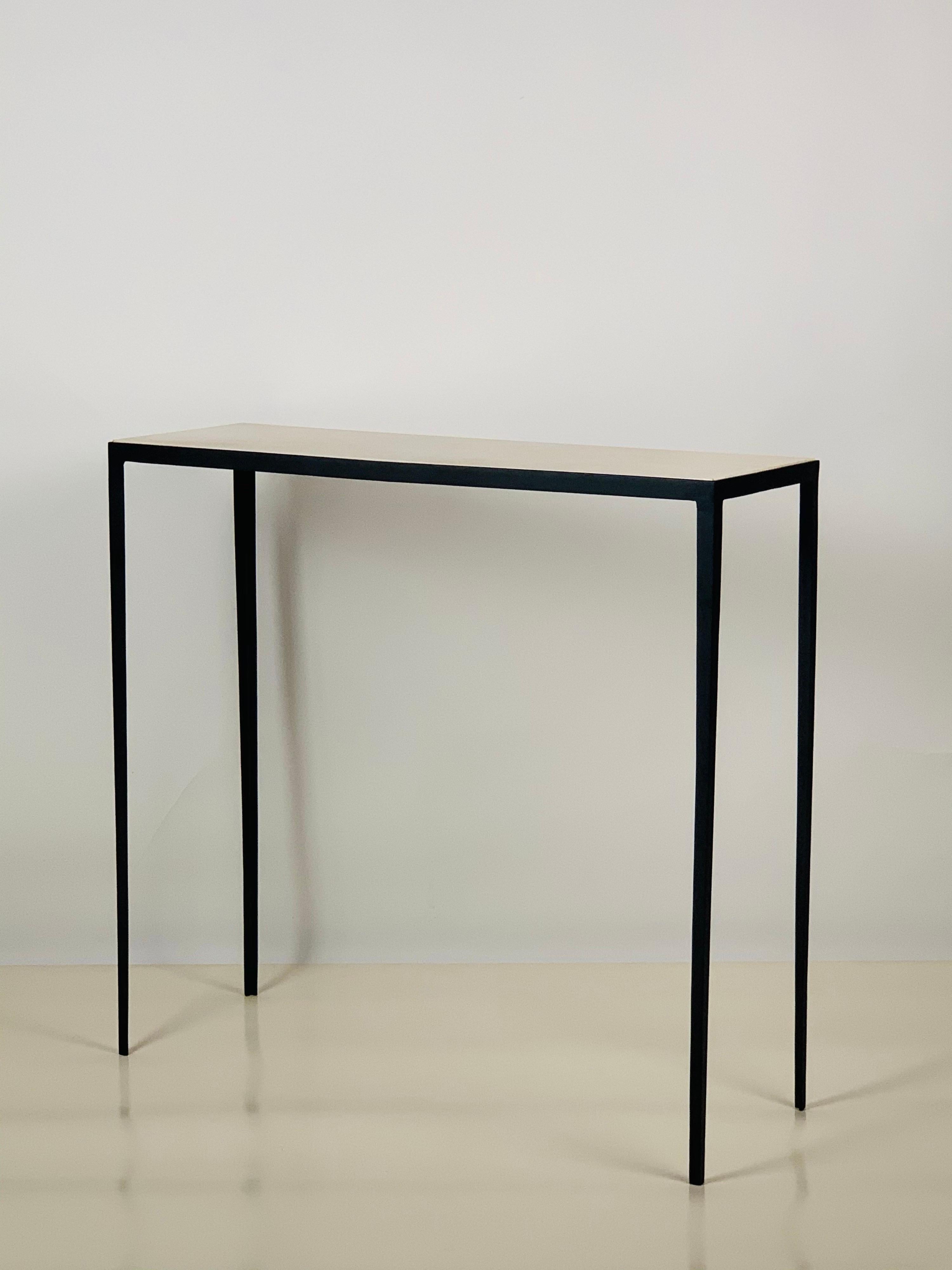 European Chic 'Etude' Wrought Iron and Parchment Console by Design Frères For Sale