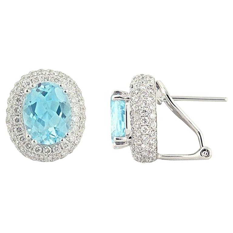 Chic Every Day Natkina Lever-Back Precious Diamond Topaz Earrings For Sale