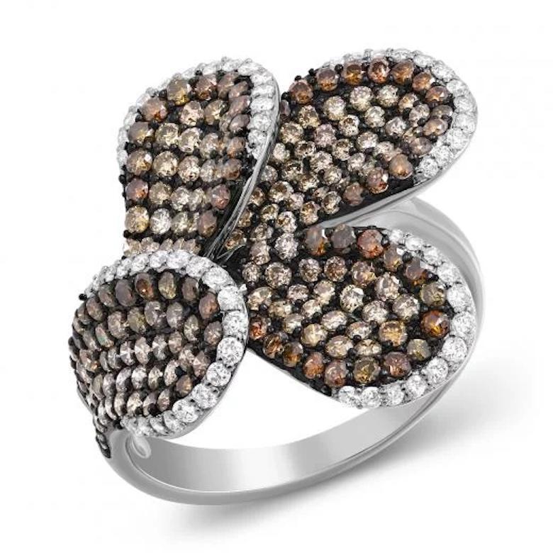 Elegante Anillo de Pétalos de Cóctel de Diamantes Marrones Natkina para Ella Moderno en venta