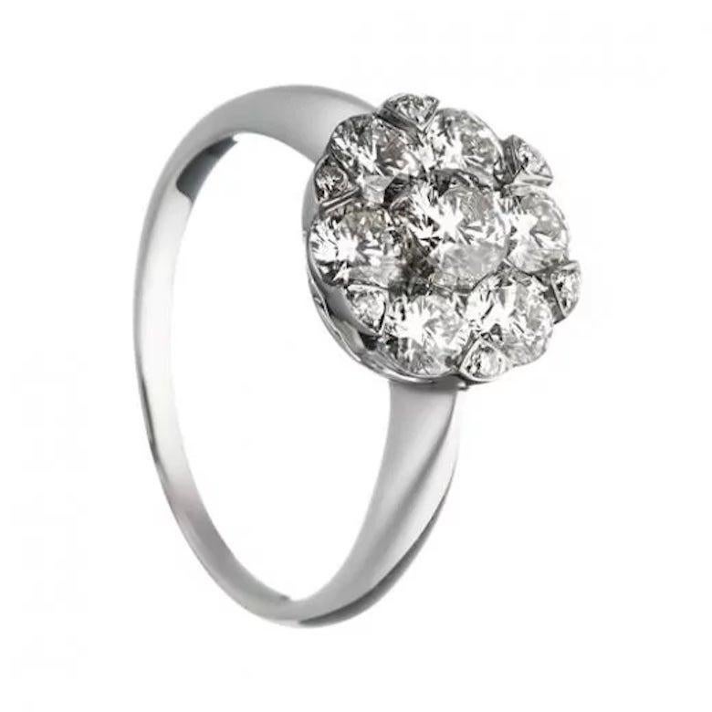 For Sale:  Chic Everyday Diamond Cluster White Gold Engagement Ring for Her 2