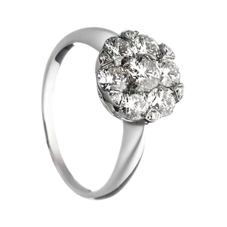 For Sale:  Chic Everyday Diamond Cluster White Gold Engagement Ring for Her