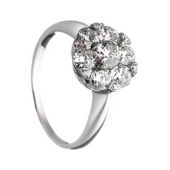Chic Everyday Diamond Cluster White Gold Engagement Ring for Her
