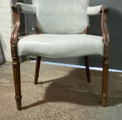 Chic Fauteuil in a Soft Gray Leather Seat and Matching Hair-on-Hide Back
