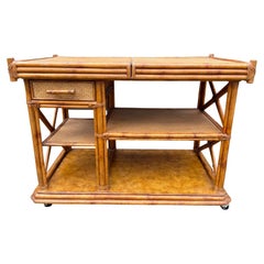 Chic Faux Bamboo and Rattan Bar Cart and Server