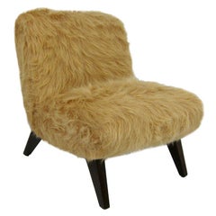 Chic Faux Fur Slipper Chair in the style of Wm. Haines