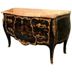 Chic French Chinoiserie Bombe Chest Louis XV Style