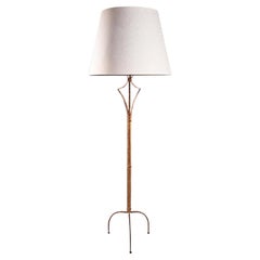 Chic French Gilded Iron Tripod Floor Standard Lamp by Maison Ramsay Paris