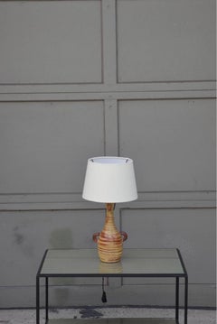 Chic French Gourd-Shaped Glazed Ceramic Lamp by Accolay Pottery, France