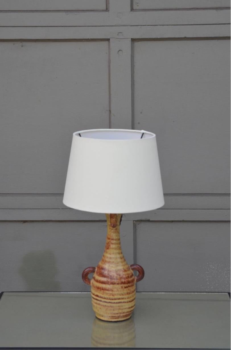 Organic Modern Chic French Gourd-Shaped Glazed Ceramic Lamp by Accolay Pottery, France For Sale