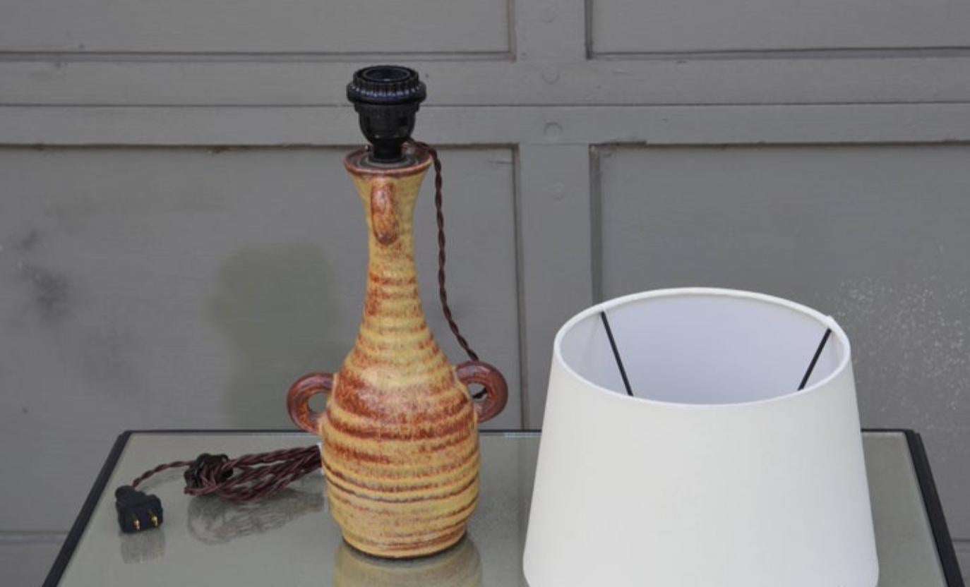 Vernissé Lampe française chic en forme de gourde en céramique émaillée par Accolay Pottery, France en vente
