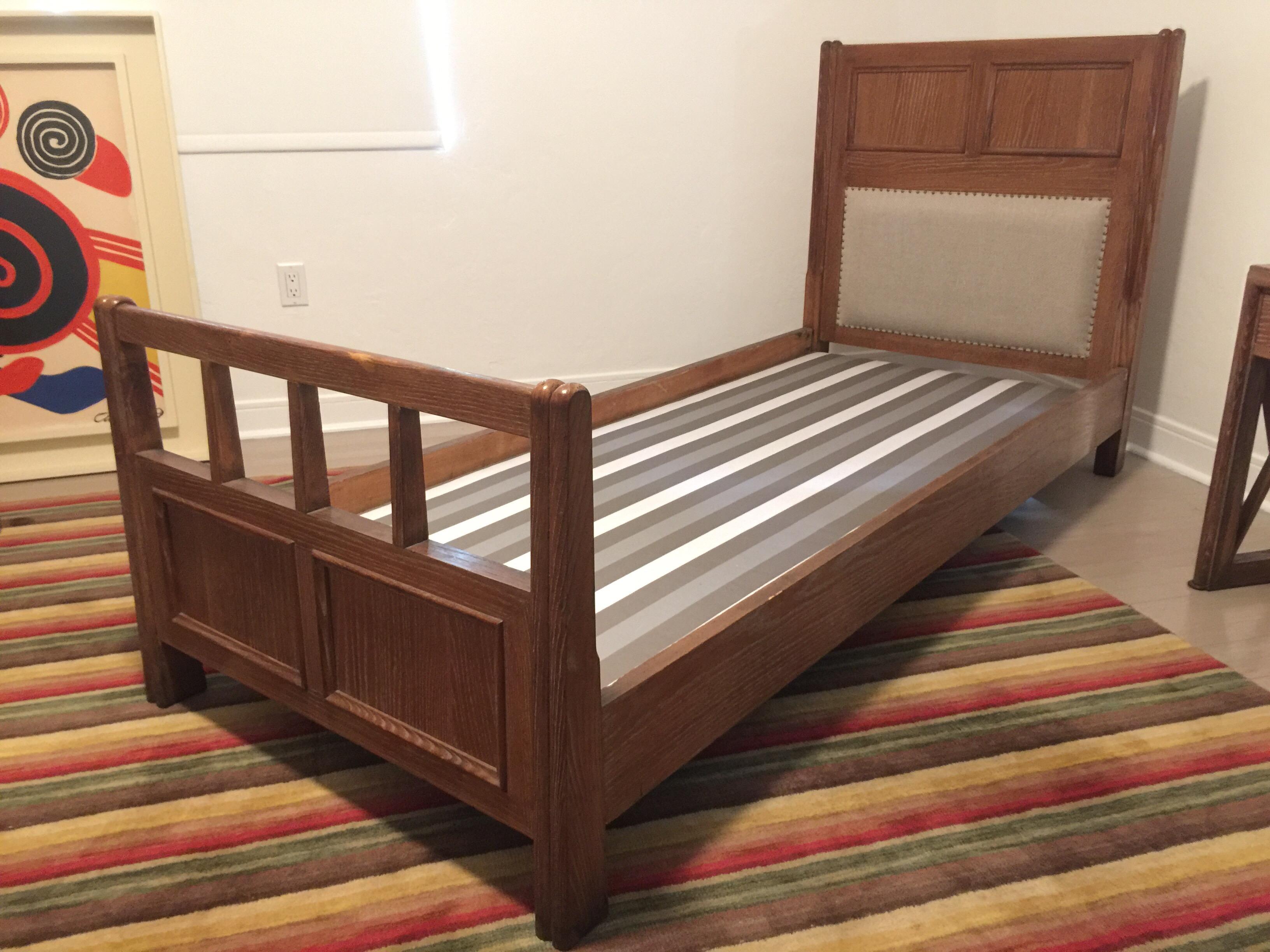 Mid-20th Century Chic French Oak Twin Beds from the 1940s, Pair