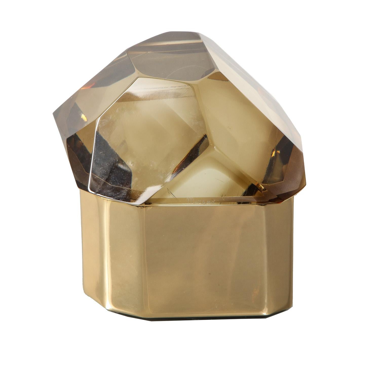 Modern Chic Gem Cut Murano Glass Lidded Box