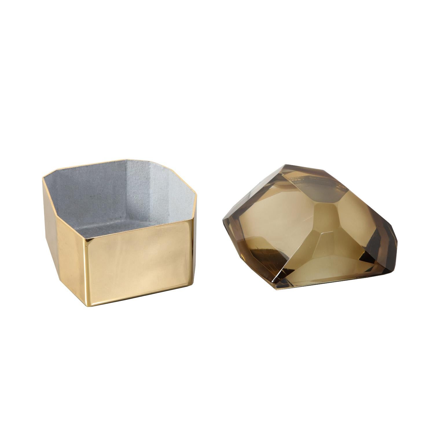 Italian Chic Gem Cut Murano Glass Lidded Box