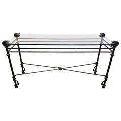 Chic Giacometti Style Iron and Glass Console Table