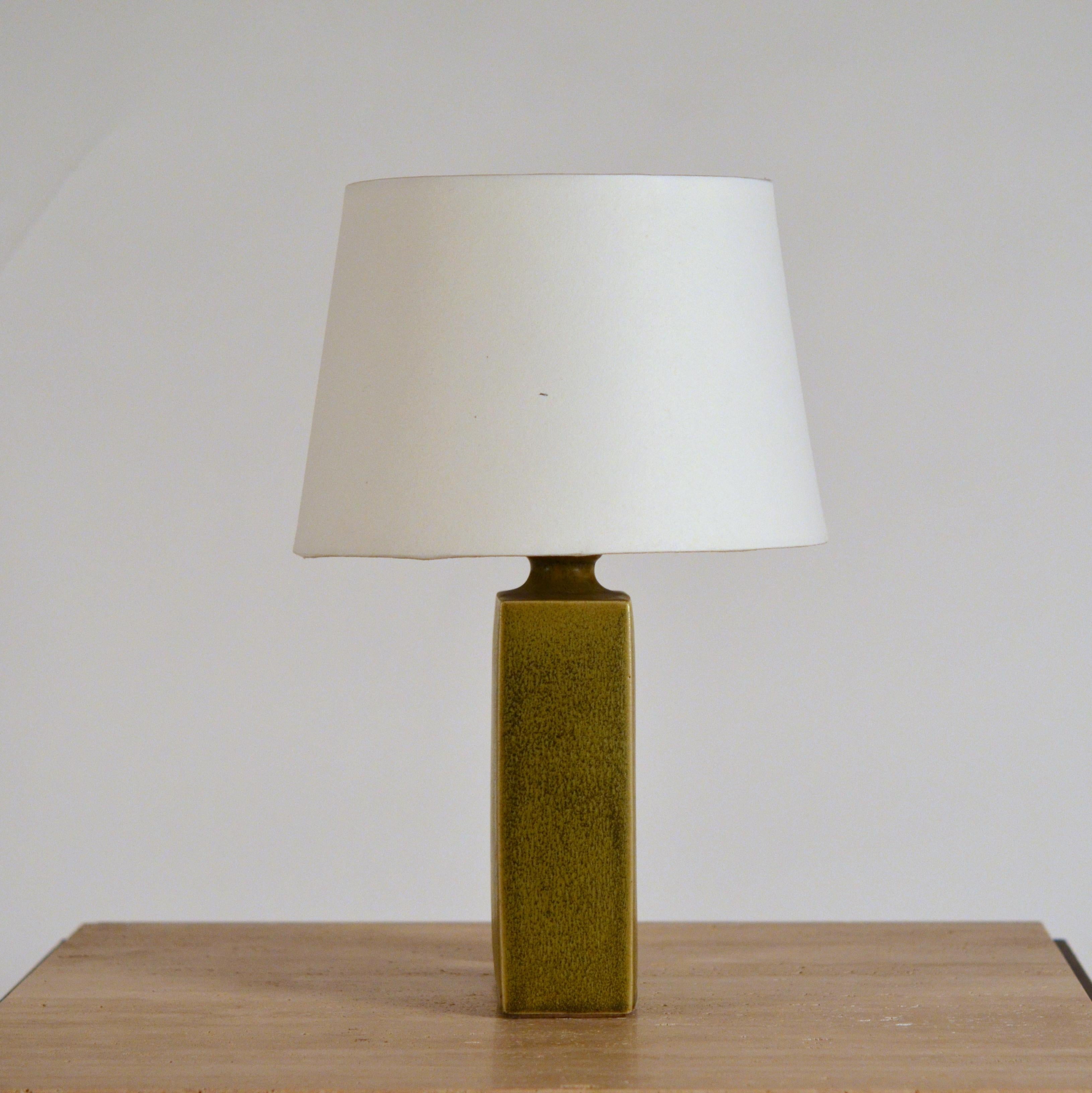 Mid-20th Century Chic Glazed Ceramic Lamp with Parchment Shade For Sale
