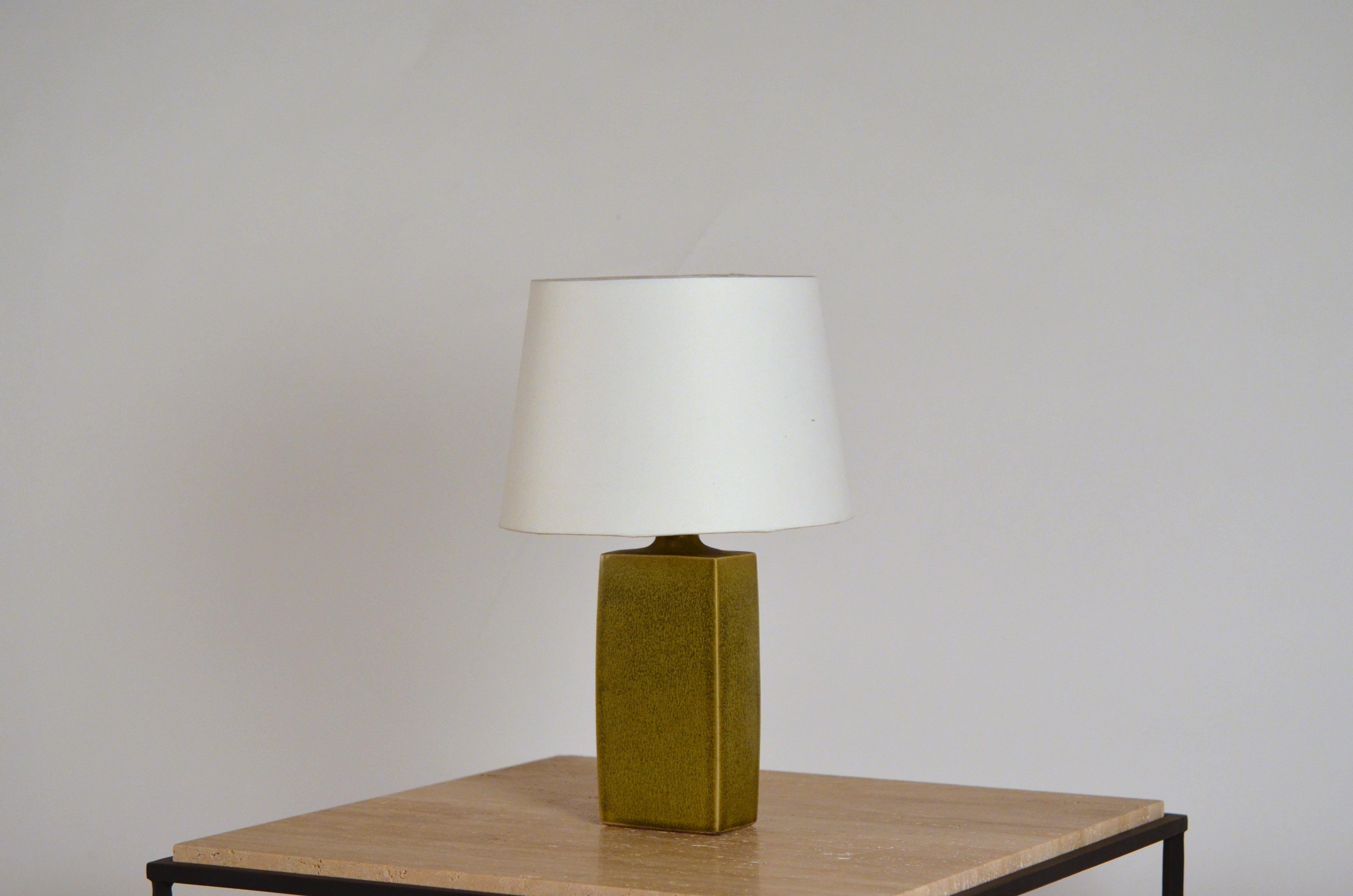 Chic Glazed Ceramic Lamp with Parchment Shade For Sale 1