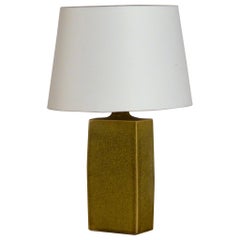 Retro Chic Glazed Ceramic Lamp with Parchment Shade