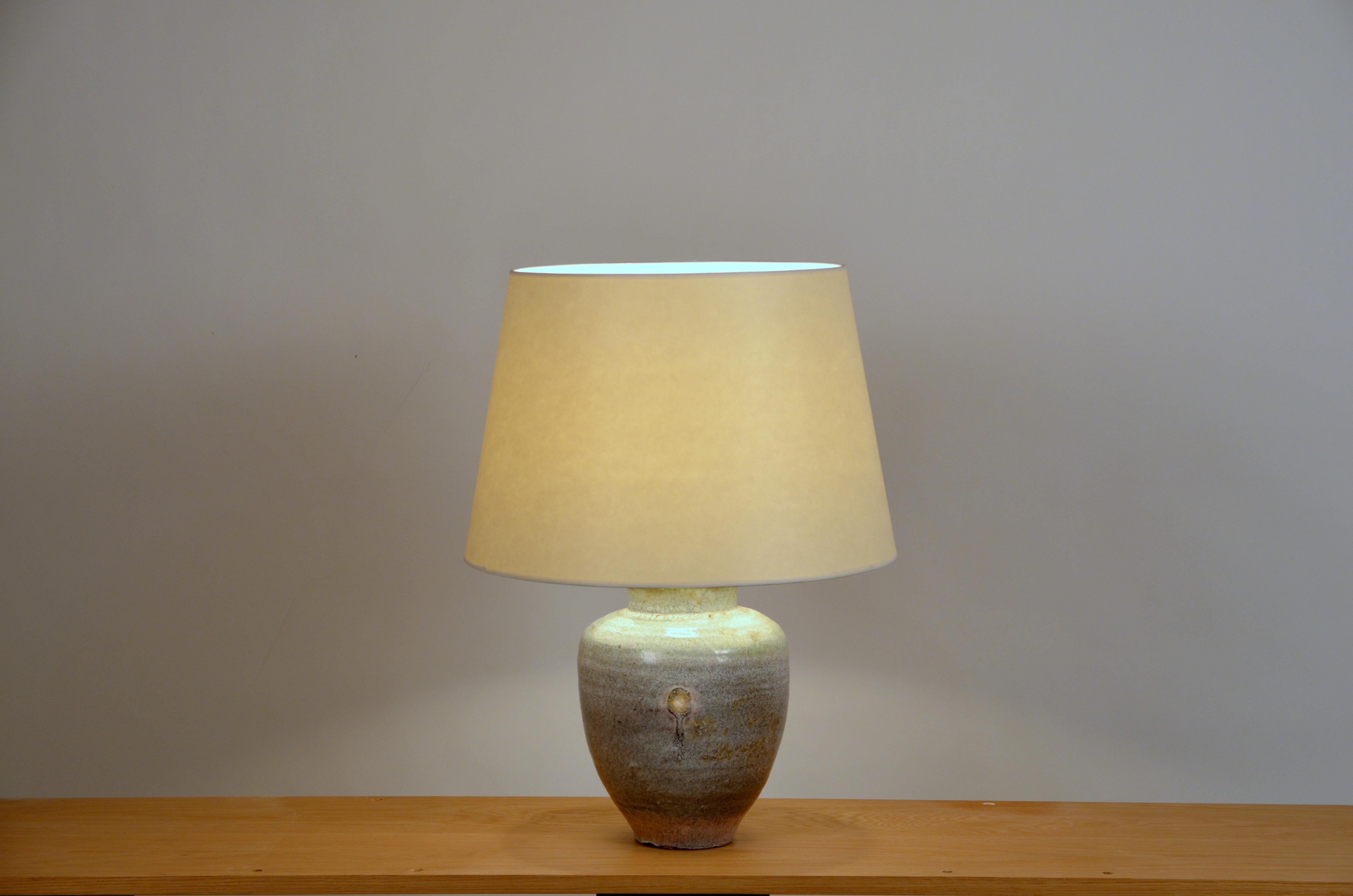 Organic Modern Chic Glazed Ceramic Table Lamp by Accolay Pottery, France