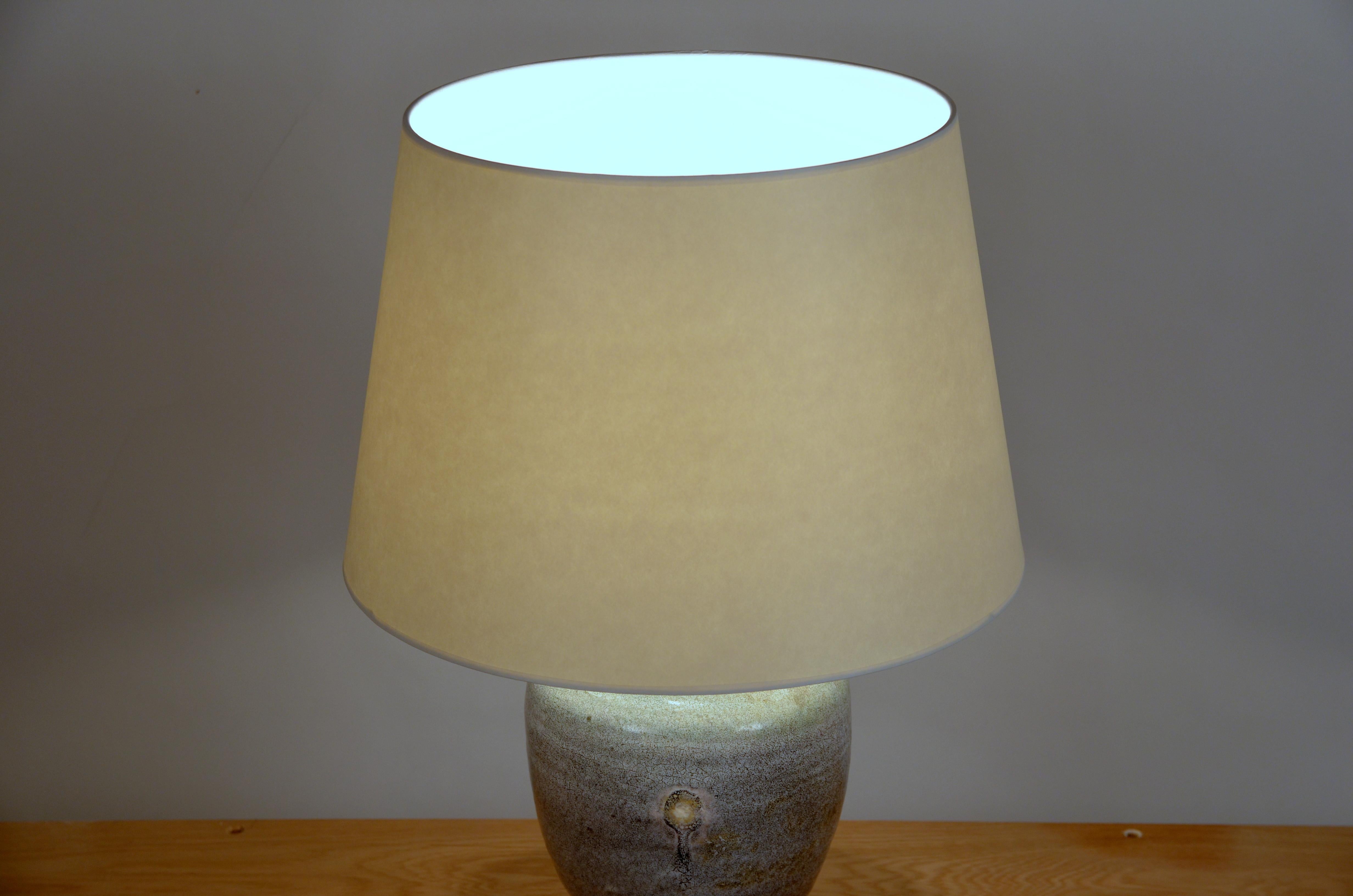 French Chic Glazed Ceramic Table Lamp by Accolay Pottery, France