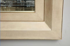 Chic Goatskin Frame Mirror with Brass Trim