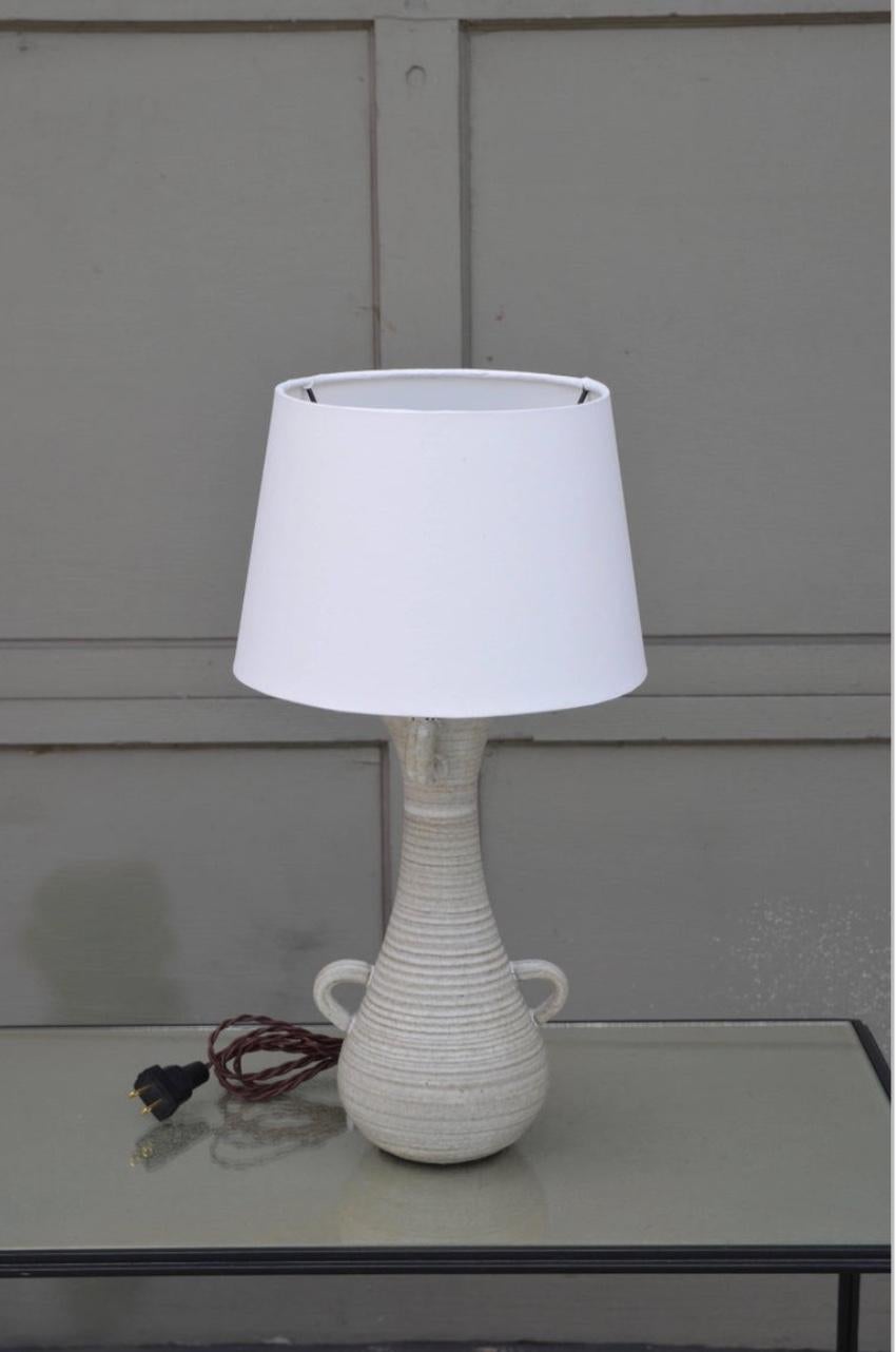 Organic Modern Chic Gourd Shaped Table Lamp with Custom White Parchment Shade For Sale