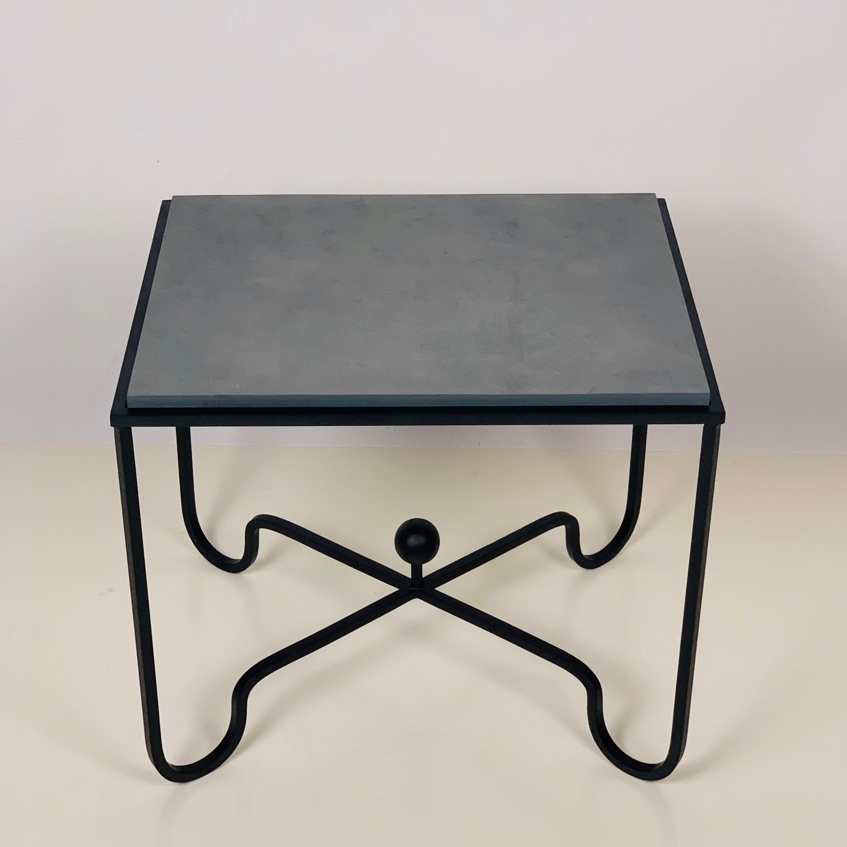 Organic Modern Chic Grey Slate 'Entretoise' Side Table by Design Frères For Sale