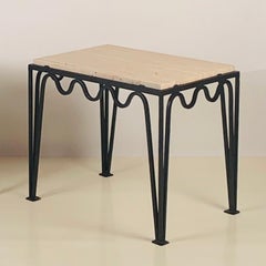 Chic Grooved Travertine Meandre Side Table by Design Frères
