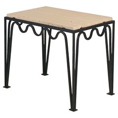 Chic Grooved Travertine Meandre Side Table by Design Frères