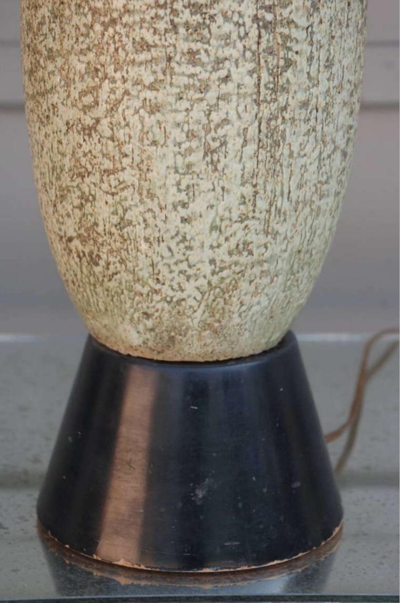 Ebonized Chic Heavy Studio Ceramic Oblong Lamp For Sale