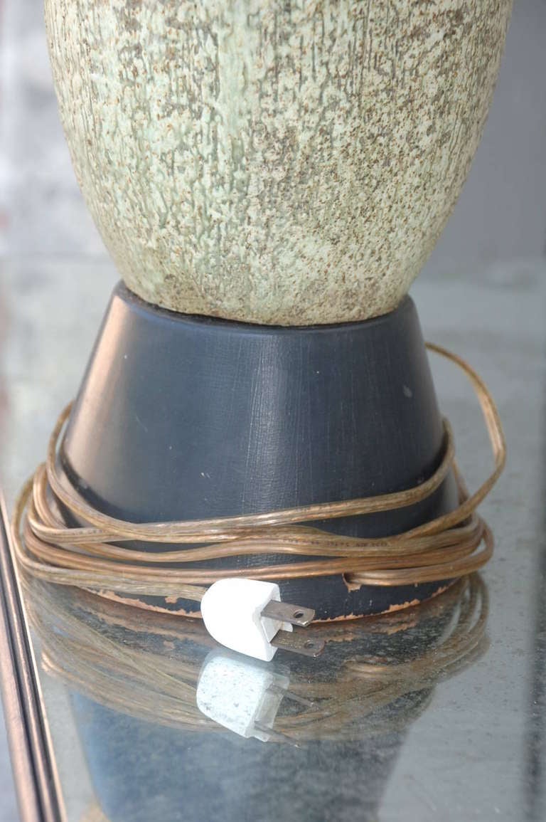 Ebonized Chic Heavy Studio Ceramic Oblong Lamp For Sale