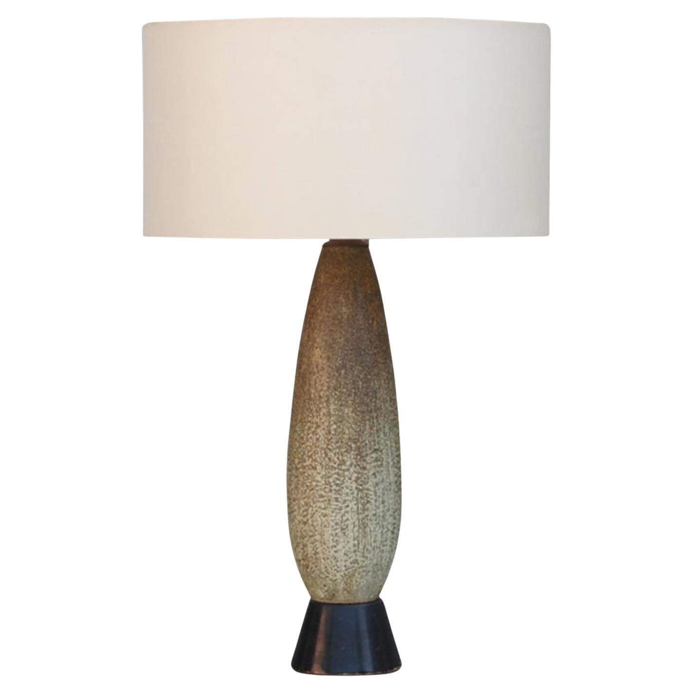 Chic Heavy Studio Ceramic Oblong Lamp For Sale