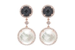 Chic Hematite Mother of Pearl Diamond Rose Gold Dangle Earrings