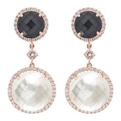 Orecchini chic in ematite madreperla con diamante e oro rosa