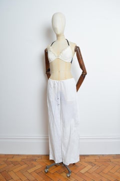 Chic HERMÉS Plain White Linen Loose Trousers - Summer Pants