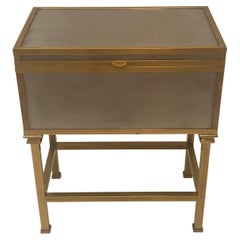 Used Chic Italian Brushed Steel & Brass Box on Stand