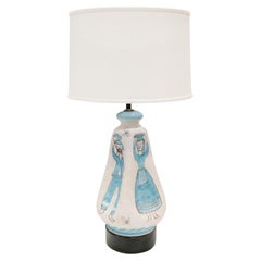 Chic Italian Ceramic Table Lamp with Beautiful Colors and Glazes 1950s