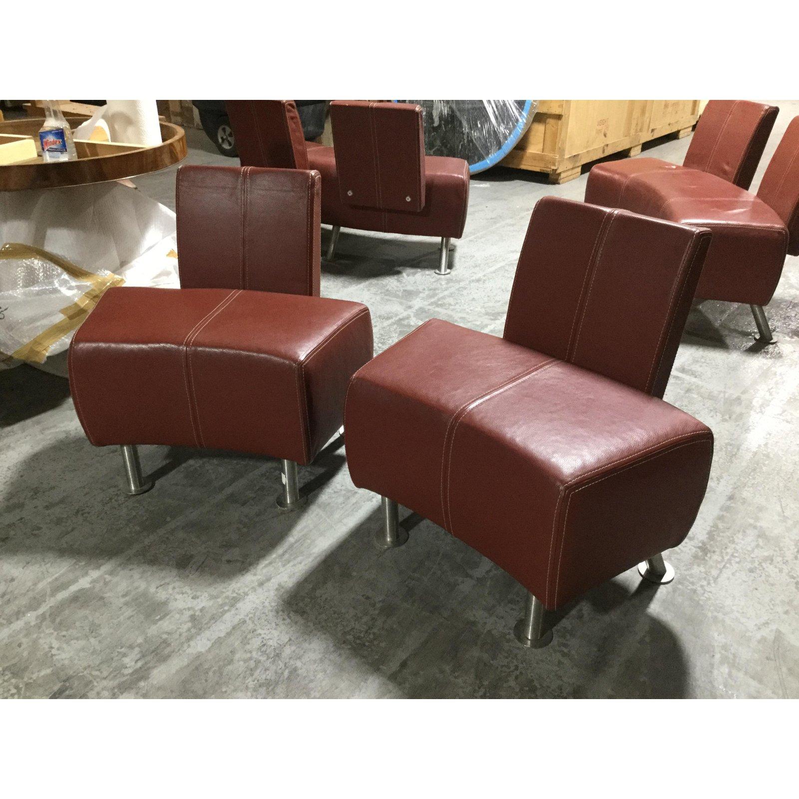 Mid-Century Modern Chic Italian Industrial Leather Salon Set with Two Chairs and Loveseat