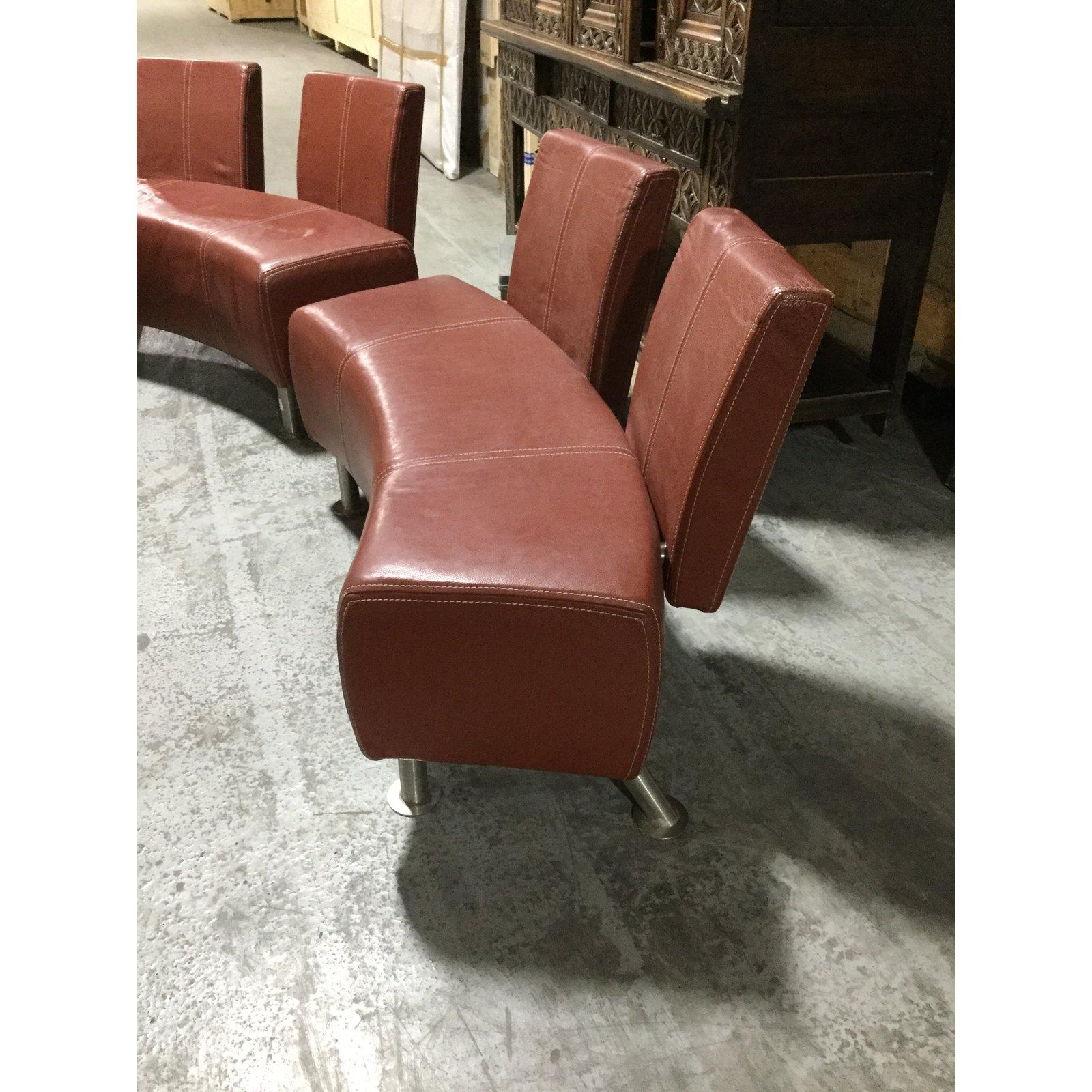 Chic Italian Industrial Leather Salon Set with Two Chairs and Loveseat In Excellent Condition In Hopewell, NJ