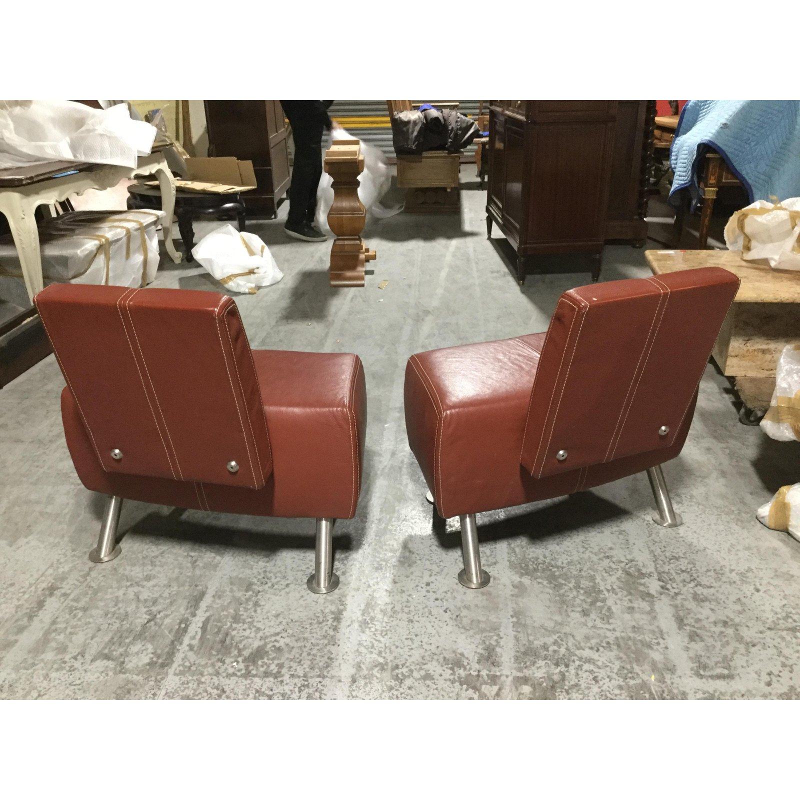 Chic Italian Industrial Leather Salon Set with Two Chairs and Loveseat 1