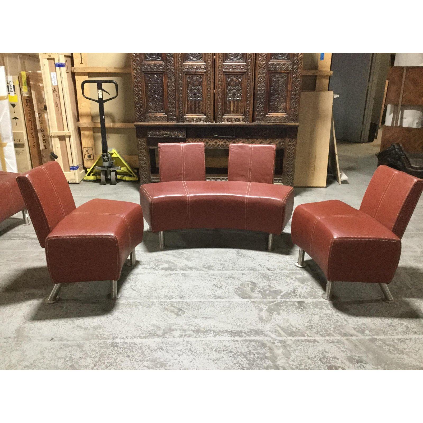 Chic Italian Industrial Leather Salon Set with Two Chairs and Loveseat 2