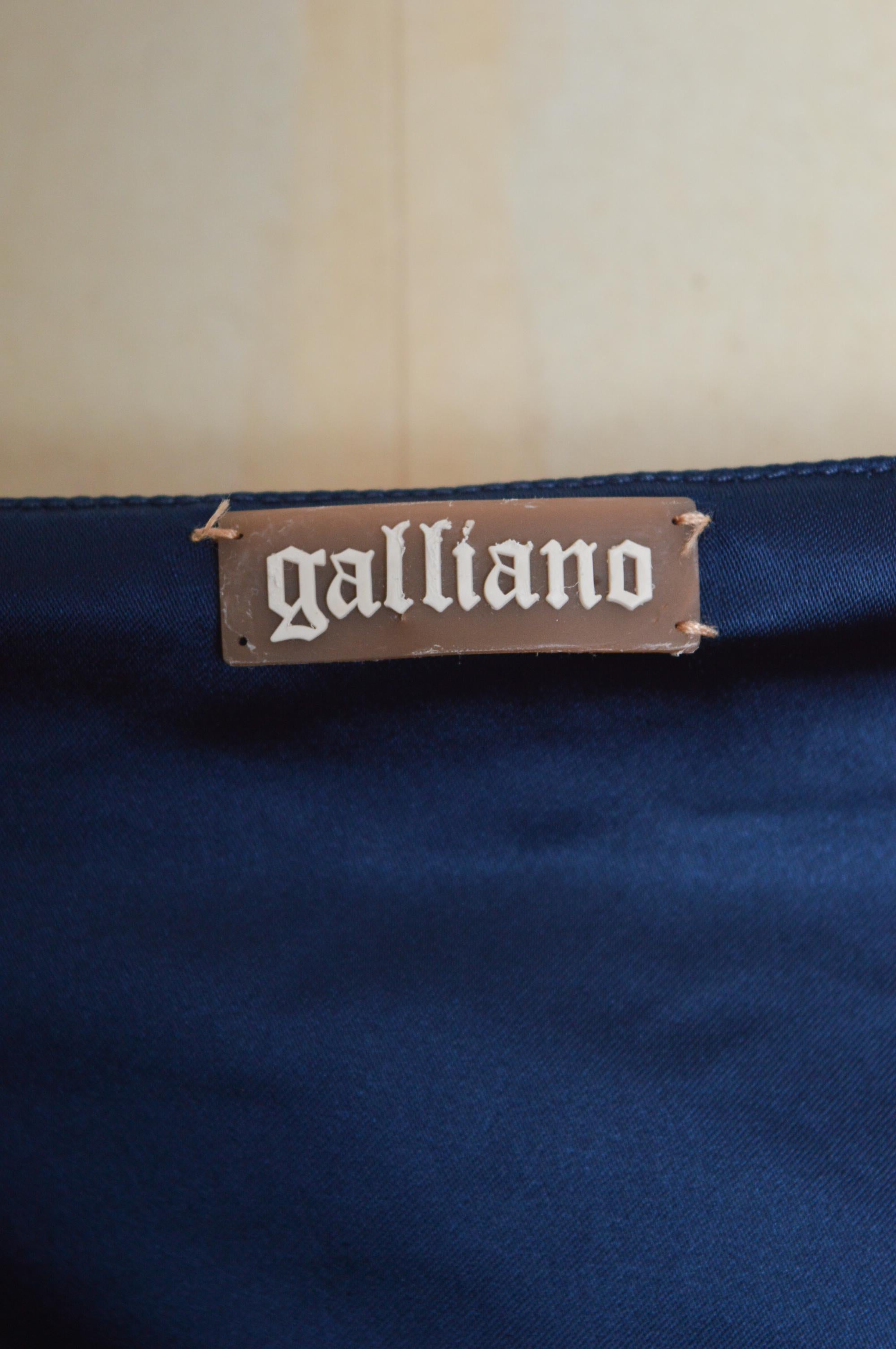 I. Johns John Galliano Midnight Sapphire Blue Jewell Satin Dress Cocktail Chic 9