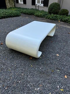 Chic Karl Springer Style Linen Wrapped Scroll Coffee Table