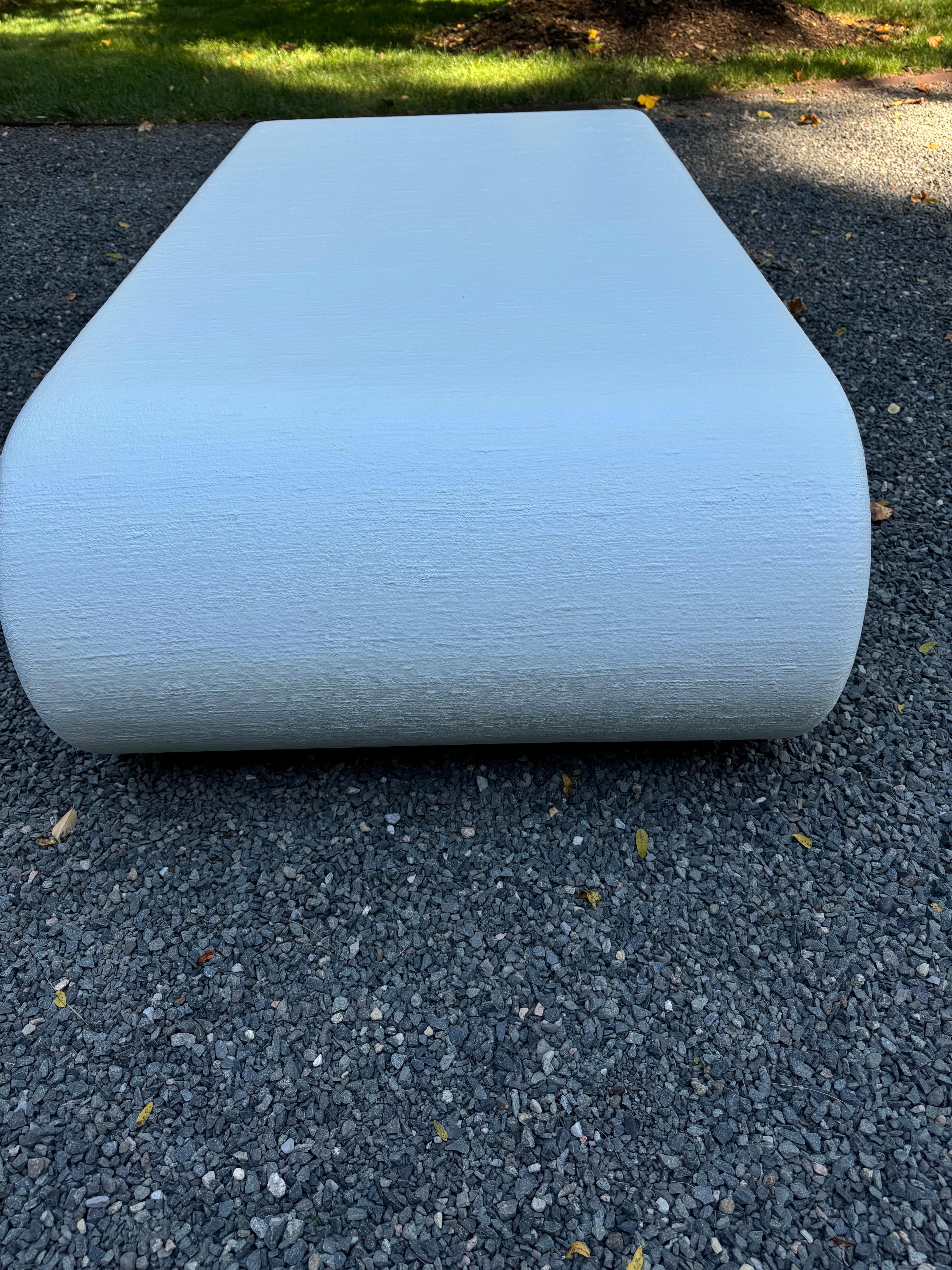 Late 20th Century Chic Karl Springer Style Linen Wrapped Scroll Coffee Table